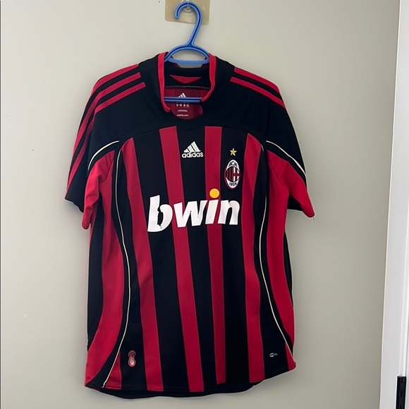 Adidas Red and Black Jersey Iconic Team Stripes AC Milan - Picture 1 of 5
